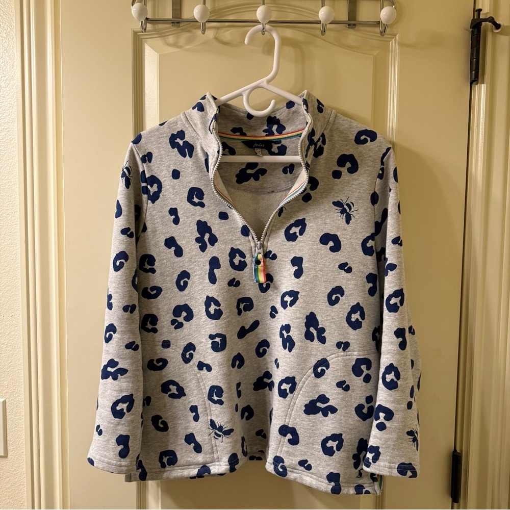 Joules Leopard Quarter Zip Sweater
